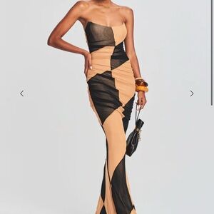 Retrofete Strapless Black and Tan Dress size 2